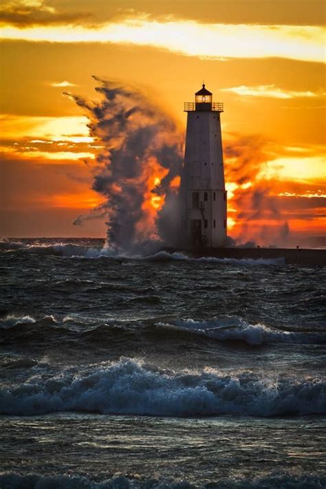 Frankfort Lighthouse Michigan United States Beautiful Lighthouse