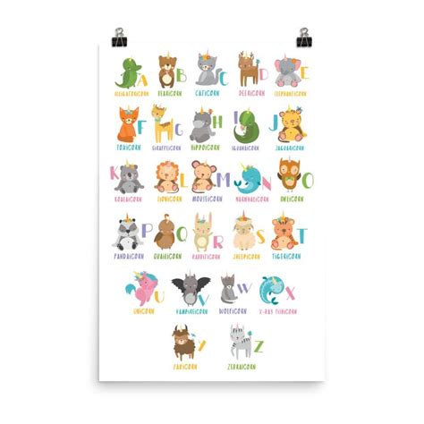 unicorn alphabet print alphabet print alphabet print