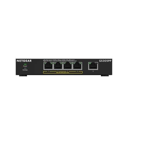 Netgear Gs305pp 5 Port Gigabit Ethernet Soho Unmanaged Switch With 4