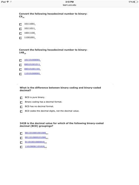 Solved Convert The Following Hexadecimal Number To Binary