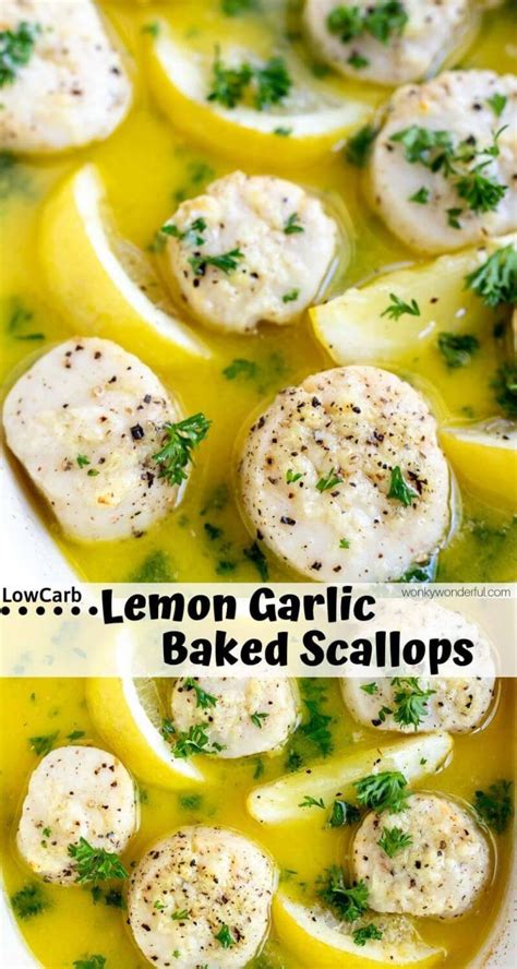 Lemon Garlic Baked Scallops Keto Wonkywonderful
