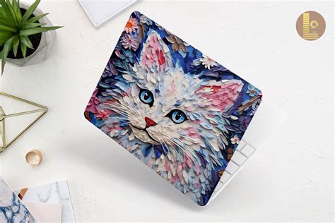 Impasto Texture Cute Cat Laptop Skin Graphic By Lewlew Creative Fabrica