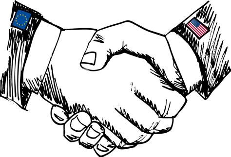 Alliance Between Countries Sketch Of Business Hand Shake Between Two