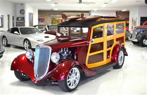 1934 Ford Custom Woodie 2171 Miles Red Wagon Automatic Classic Ford