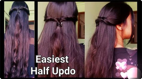 1min Half Updo Hairstyleeasy Party Hairstyles For Medium