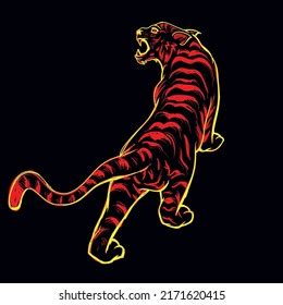 Tiger Angry Siluet Illustration Design Stock Vector Royalty Free