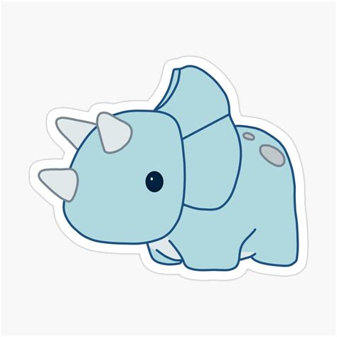 Blue Triceratops Dinosaur Sticker By Thicker Than A Sticker Cute