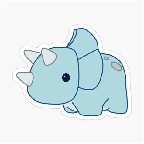 Blue Triceratops Dinosaur Sticker By Thicker Than A Sticker Dinosaur