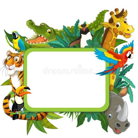 Banner Frame Border Jungle Safari Theme Illustration For The