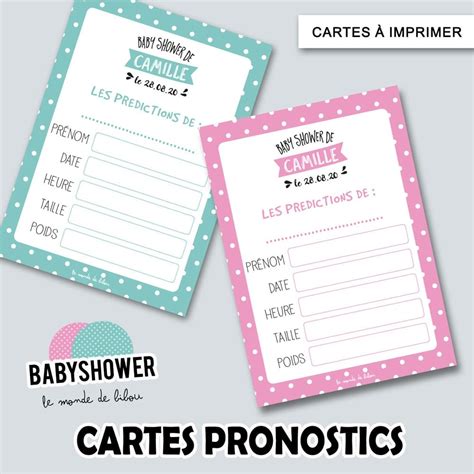 Cartes Pronostics Baby Shower Polka Imprimer Le Monde De Bibou