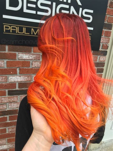 Lit Fire Hair Red Orange Yellow Hair Color For Long Hair Types Long