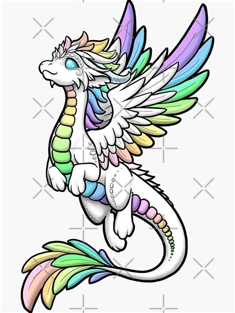 Rainbow Angel Dragon Sticker By Rebecca Golins Cute Dragon Drawing