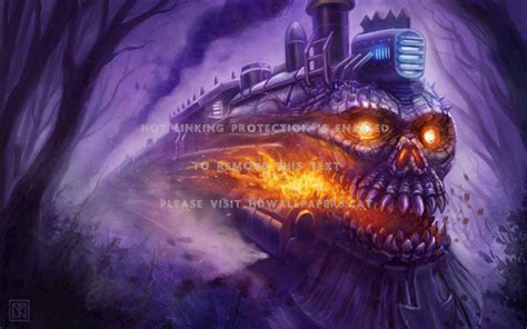 Ghost Train Skull Purple Evil Flames Fire