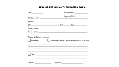 Free 10sample Return Authorization Forms In Ms Word Pdf Excel