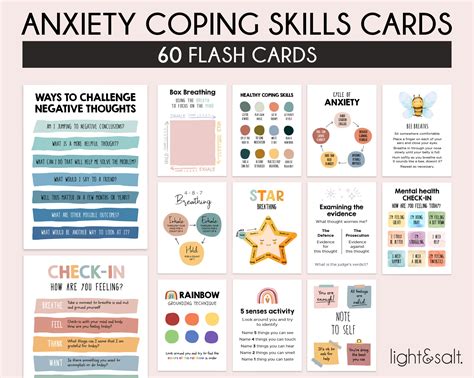 Anxiety Coping Skills Cards Grounding Cards Anxiety Cards Etsy