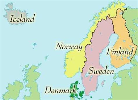 Map Of The Nordic Countries Including Iceland Iceland Is Isolated And