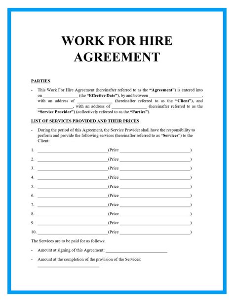 Free Work For Hire Agreement Templates For Download