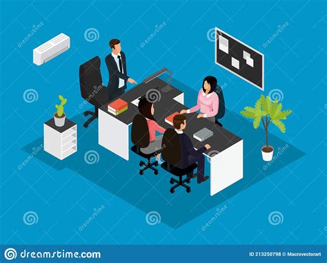 Isometric Business Teamwork Concept Stock Vector Illustration Of