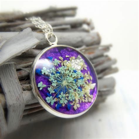 Real Flower Necklace Handmade Necklace Resin Jewellery Dry Flower