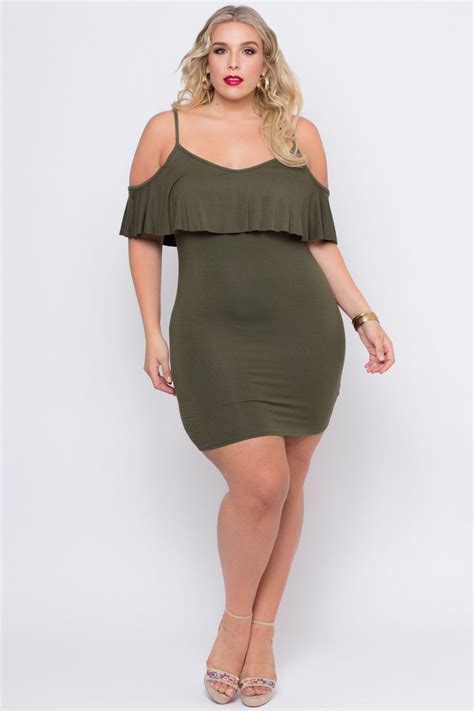 This Plus Size Stretch Knit Bodycon Dress Features A Deep Plunging V
