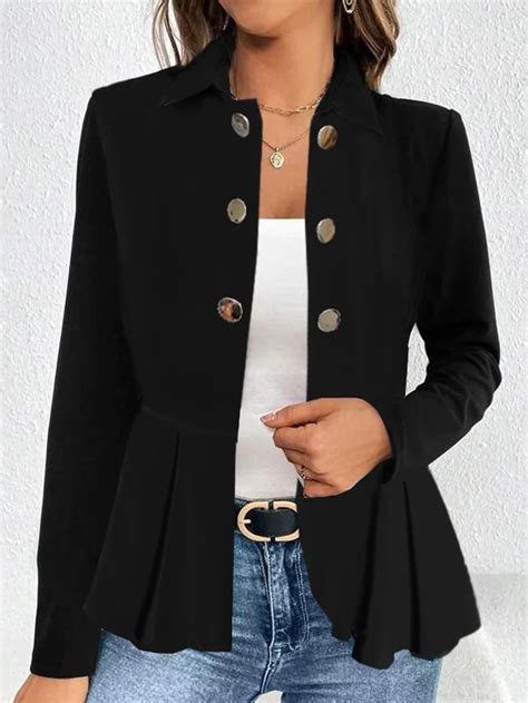 Zolucky Zolucky Shirt Collar Pattern Plain Jacket Types Of Coats