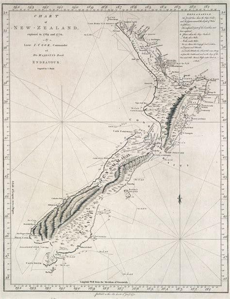 Chart Of New Zealand Explored In 1769 And 1770 By Lieutenant Jcook