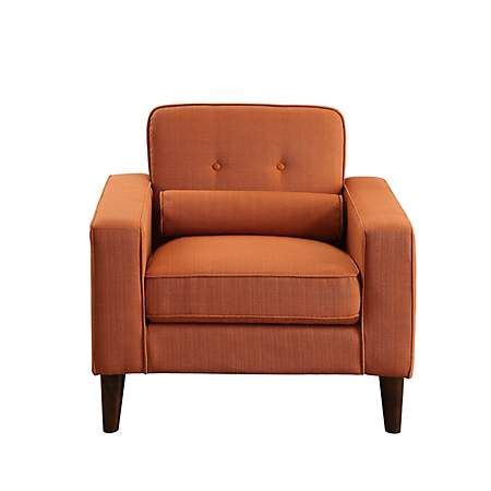 Product title gymax modern accent tub chair&ottoman set fabric uph. Modern Button Tufted Orange Accent Chair | Orange accent chair, Accent chairs
