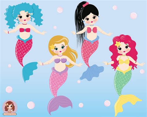 Mermaid Clipart Cute Mermaid Clipart Cute Mermaids Clip Art Mermaids
