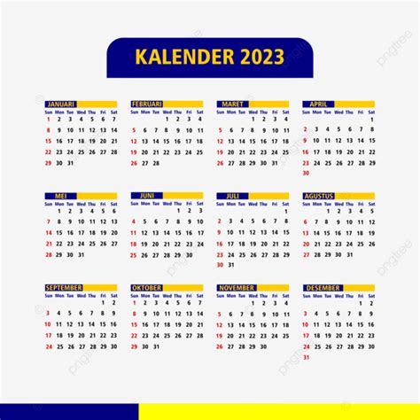 Gambar Kalender Vektor Tahun 2023 Kalender 2023 Tahun Png Dan Vektor