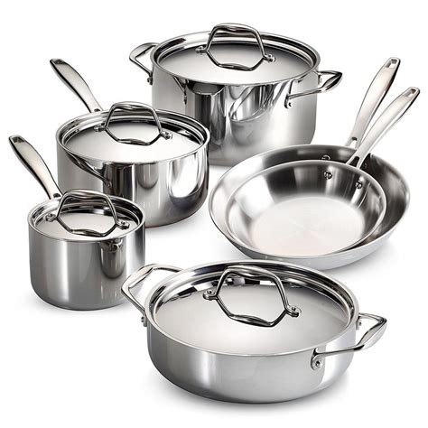 Tramontina Gourmet Tri Ply Clad Piece Stainless Steel Cookware Set With Lids Ds