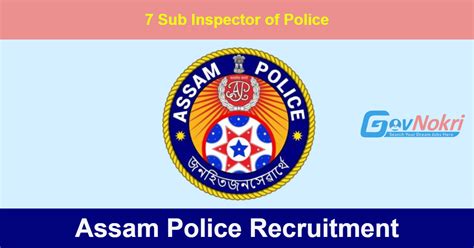 Assam Police Hiring Notification For Post Of Sub Inspector Of Police