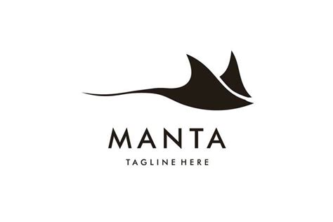 Silhouette Of Tropical Black Manta Ray Logo Design