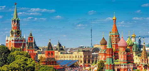 Panoramic View Of The Red Square In Moscow Russia Stock Photo