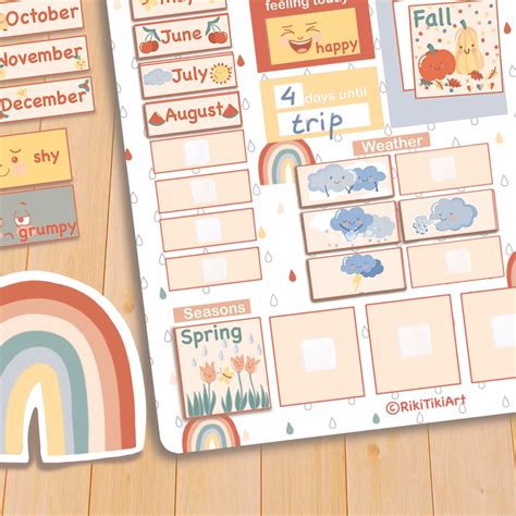 Daily Calendar For Kids Boho Montessori Materials Printable Etsy