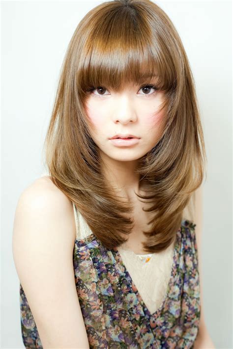 Korean Hairstyles With Bangs Sensational Long Straight Light Brown With