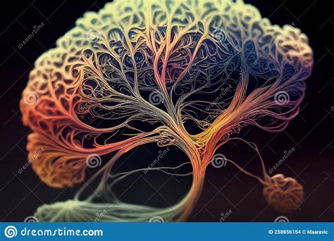 Abstract Brain Fractal Background Digital Illustration Tree Mind