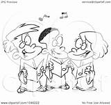 Choir Singing Kids Cartoon Clip Outline Illustration Royalty Toonaday Rf Clipart Regarding Notes sketch template