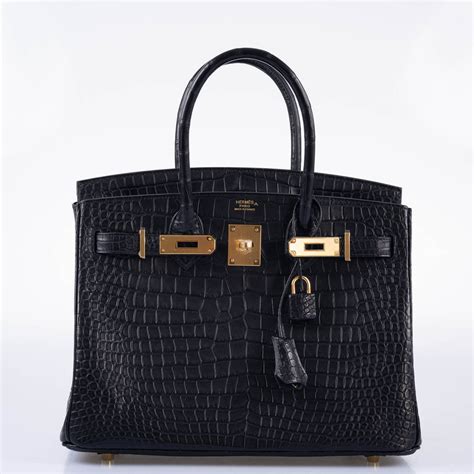 Hermès Birkin 30 Matte Black Porosus Crocodile Gold Hardware Janefinds