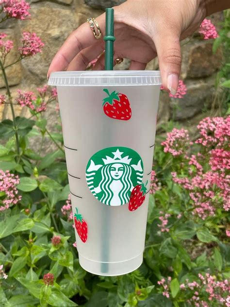 Reusable Cold Coffee Starbucks Cup 24oz With Lid And Straw Etsy