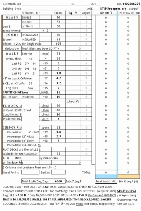 Hvac Load Calculation Spreadsheet In Hvac Load Calculation Spreadsheet