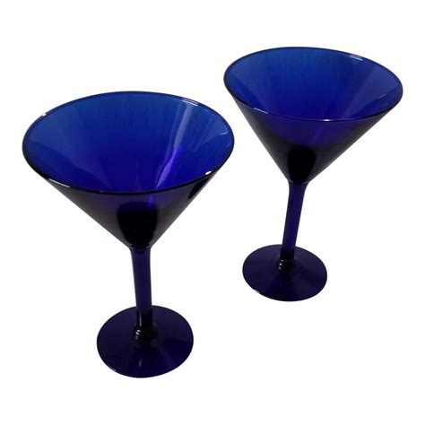 Vintage Cobalt Blue Martini Glasses Large A Pair Chairish
