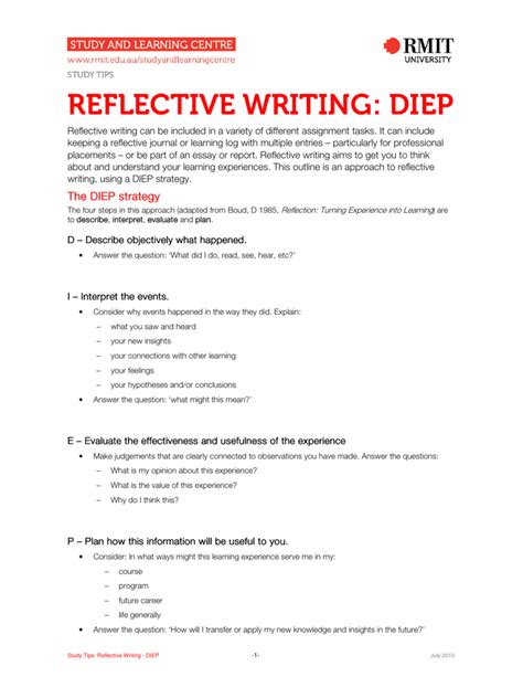Maybe you would like to learn more about one of these? REFLECTIVE WRITING: DIEP