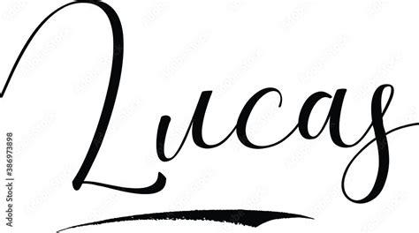 Lucas Male Name Cursive Calligraphy On White Background Stock Vector