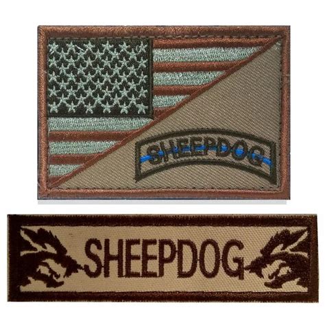Bundle 2 Pieces Sheepdog Military Patch 3d Usa Military American Flag