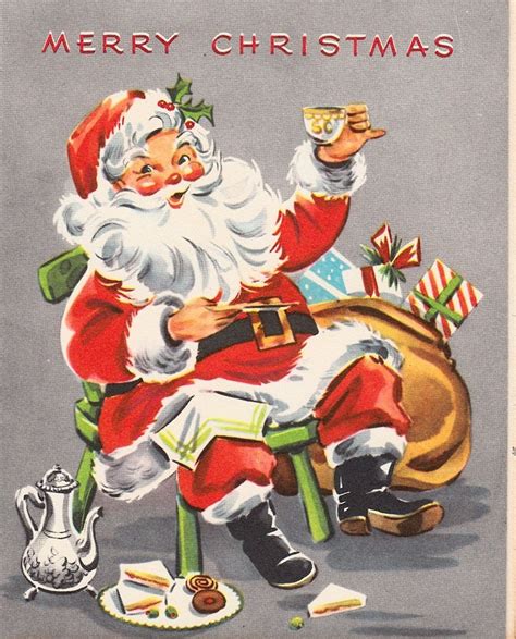 vintage santa christmas card circa 1950 s by artistic