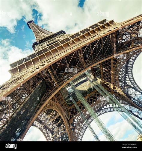 The Eiffel Tower In Paris View From Below Stock Photo Alamy