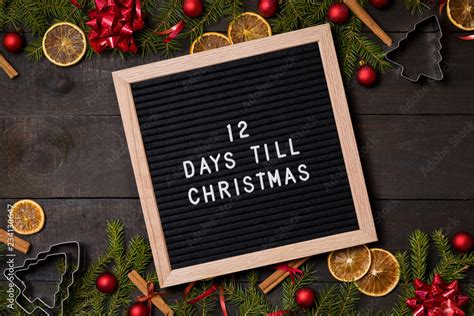 Days Till Christmas Countdown Letter Board On Dark Rustic Wood