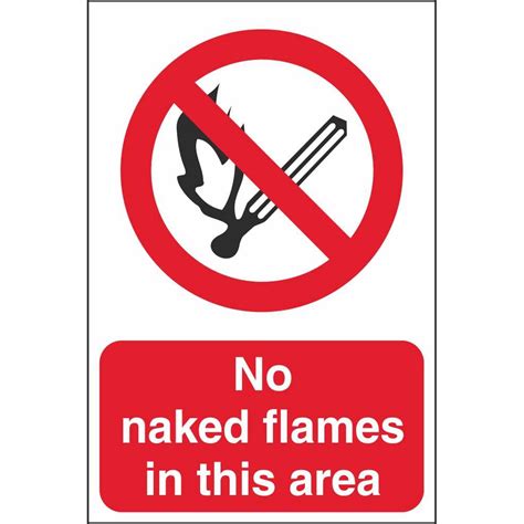 No Naked Flames In This Area Prohibitory Workplace Safety Signs