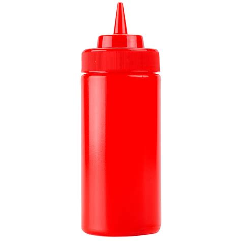 16 Oz Red Wide Mouth Squeeze Bottle 6 Pack