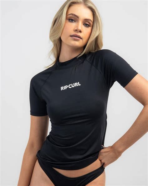 shop rip curl classic surf short sleeve upf rash vest in black fast shipping and easy returns
